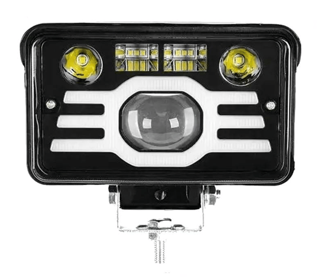 Proiector led auto dreptunghiular 4 INCH bicolor alb si galben pozitii si lupe 132W